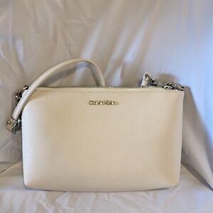 Calvin Klein white and silver cross body bag
